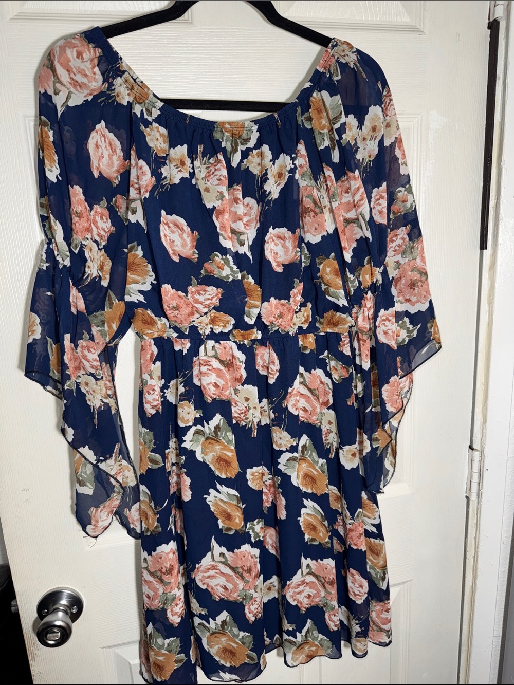 Floral Navy Off-Shoulder Mini Dress
